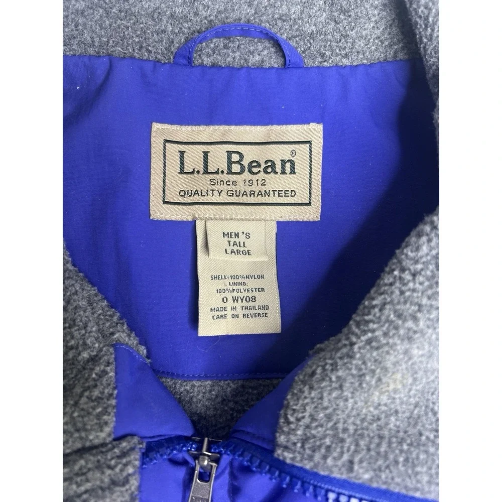 LL Bean Lined‎ Zip Vest Outdoor Cobalt Blue / Purple Men's Large Tall